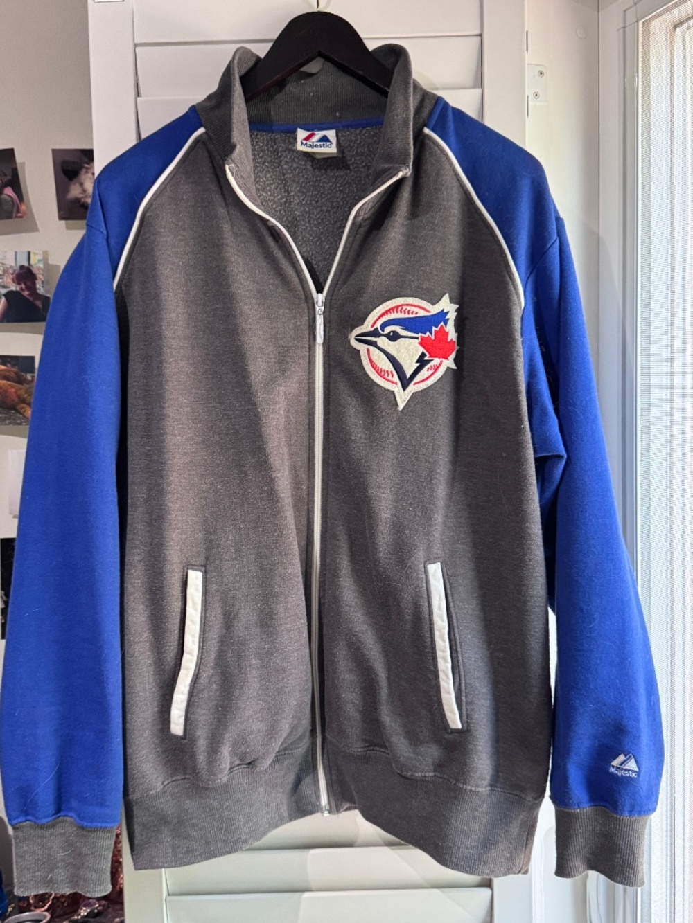 ⚾ Toronto Blue Jays Majestic Full Zip Jacket MLB Baseball Fan Gear Blue Grey 💙